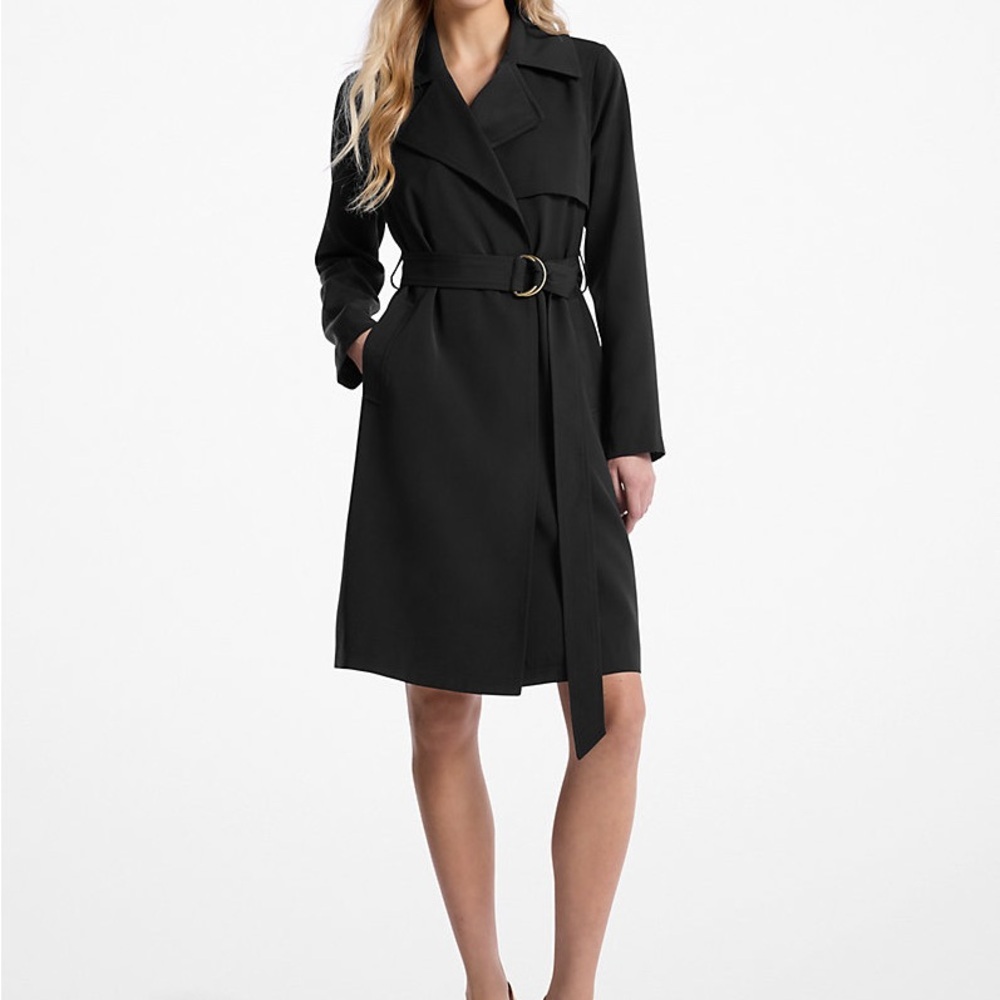 Michael Michael Kors Black Trench Coat Women’s XXL Classic Long Jacket No Belt
